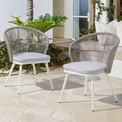 Outdoor Wicker Dining Chairs With Cushions by Bay Isle Home