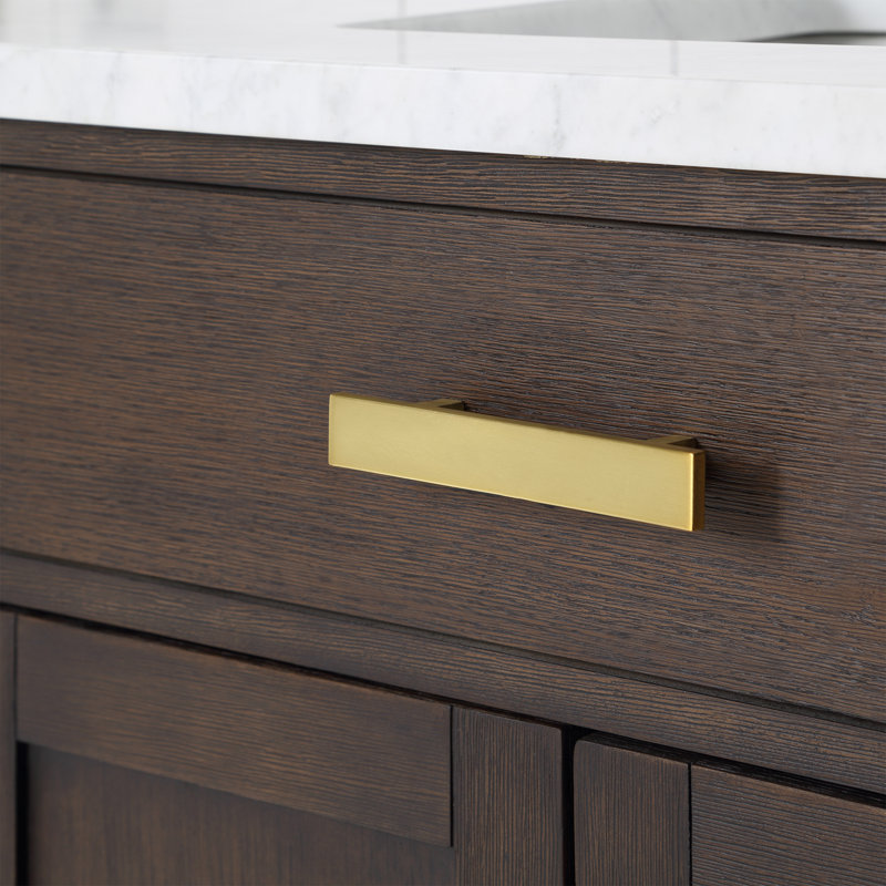 Chestnut 72" Carrara White Marble Countertop Bath Vanity with Faucet, Brown Oak