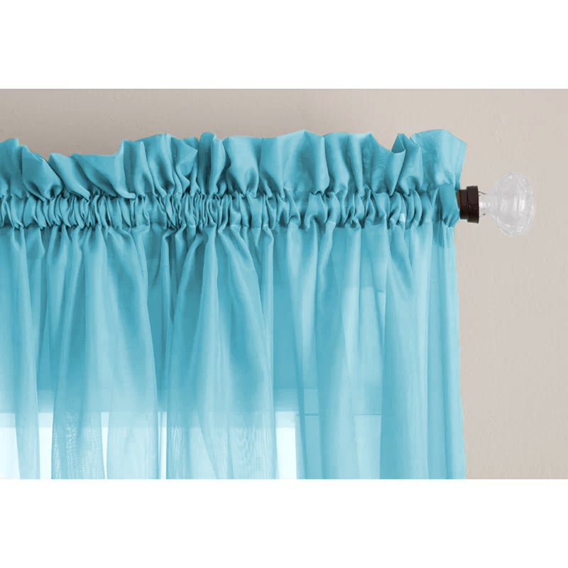 Panneaux de rideaux transparents de couleur unie avec passe-tringle, Turquoise, L 63 po x l 59 po