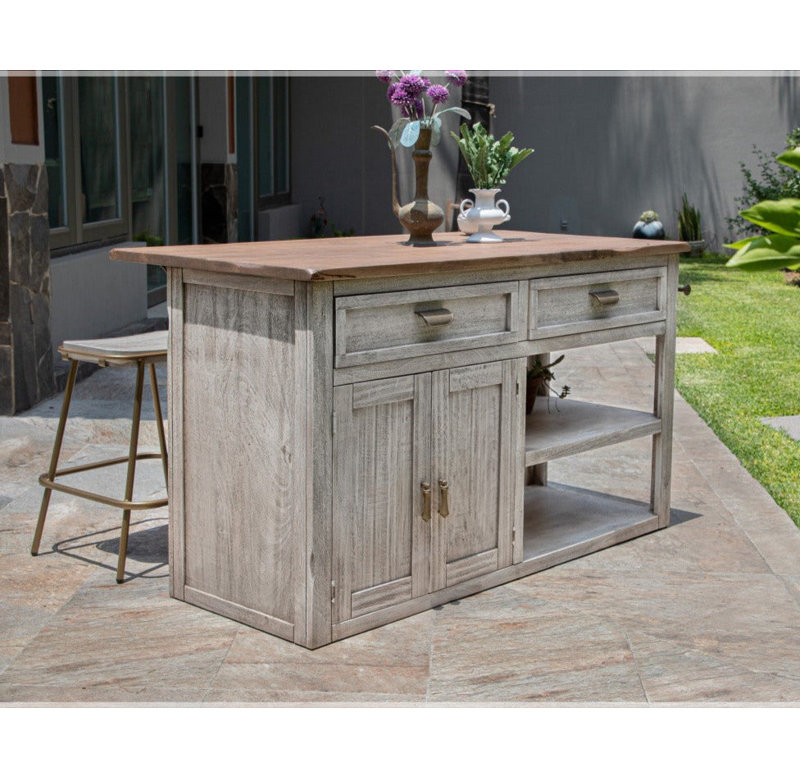 Kitchen Island with Solid Wood Top