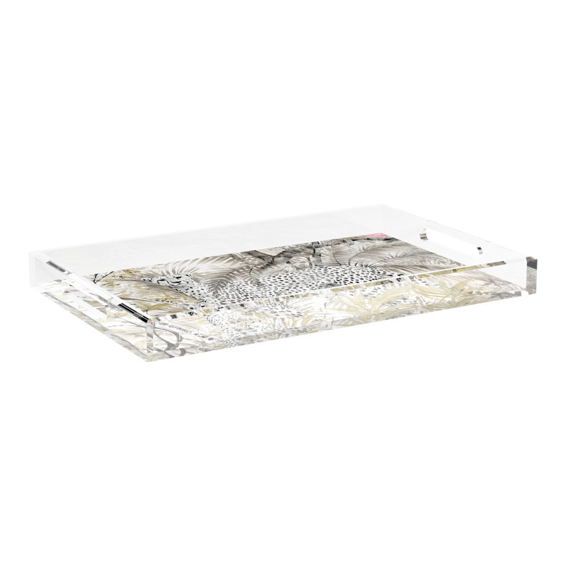 Arcadia Chettah Acrylic Rectangle Decorative Tray, 22.5"W x 14.5"D x 2"H