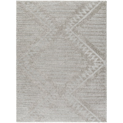 Khlani Kaja Southwestern Gray Shag Area Rug