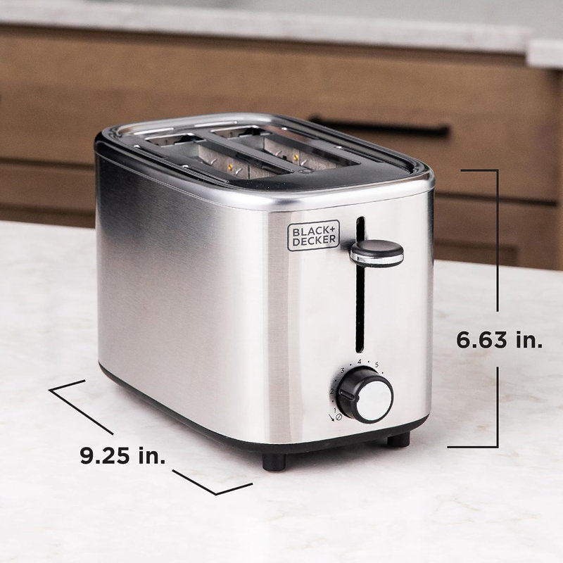 Stainless Steel 2-Slice Toaster with Wide Slots and Crumb Tray