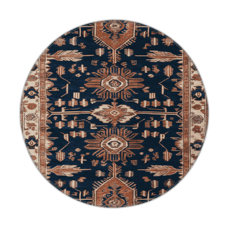 Tapis d'intérieur et d'extérieur brun Persian, Rond 5 pi