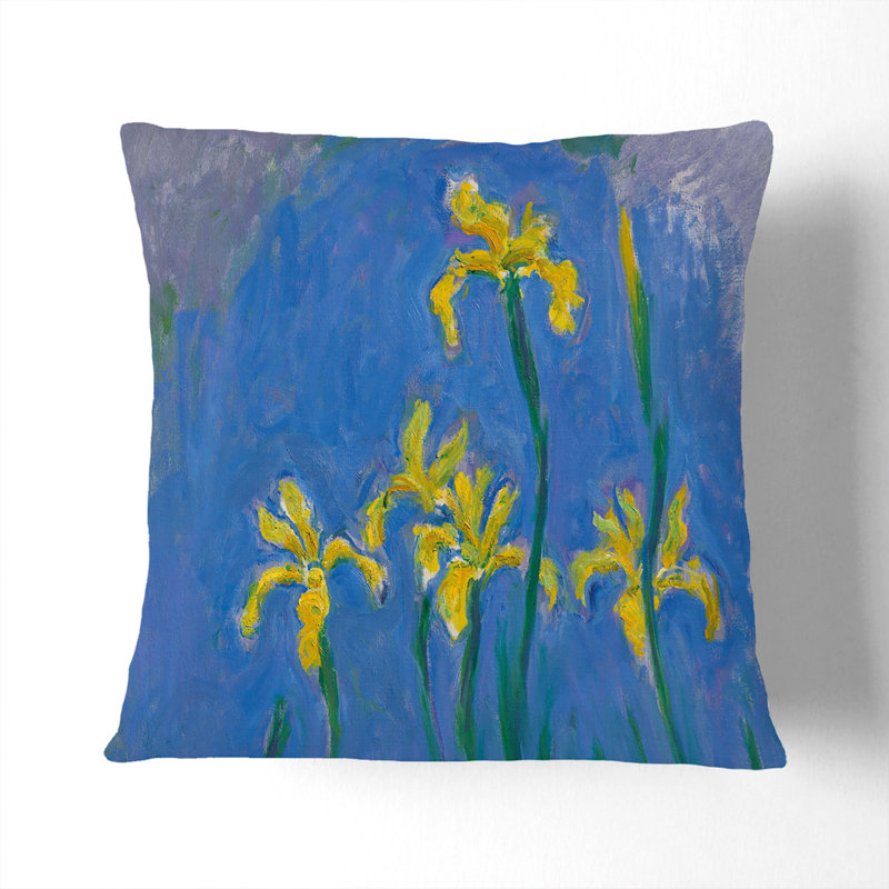 Yellow Irises Study Square Throw Cushion, 40cm H x 40cm W x 15cm D