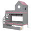 Lit superposé simple gris au-dessus de simple avec rangement pour escalier, tiroir et lumière DEL pour enfants-454540379
