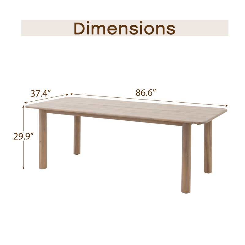 Table de salle à manger rectangulaire en bois pour l'extérieur