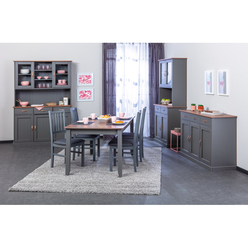 Sideboard FSC Pierro 131 cm - Solid Pine Wood, Gray/Sepia