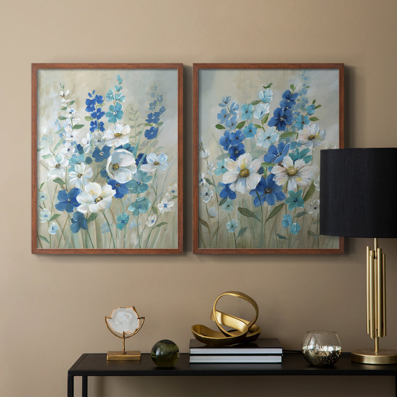 Impression encadrée Blue Garden I-Premium - prête à être accrochée - aucun clou requis - aucun clou requis, H 11 po x l 18 po