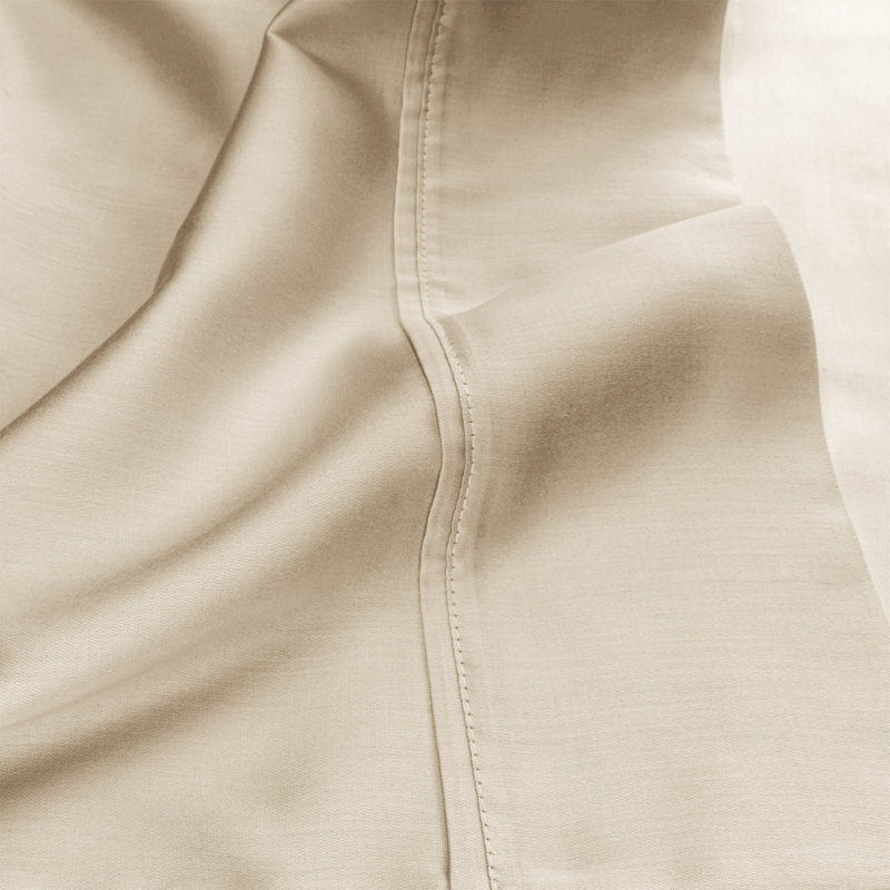 Ensemble de draps en coton uni à densité de tissage 400 fils BNM Gisla, Ensemble de draps pour lit double avec 2 taies d'o