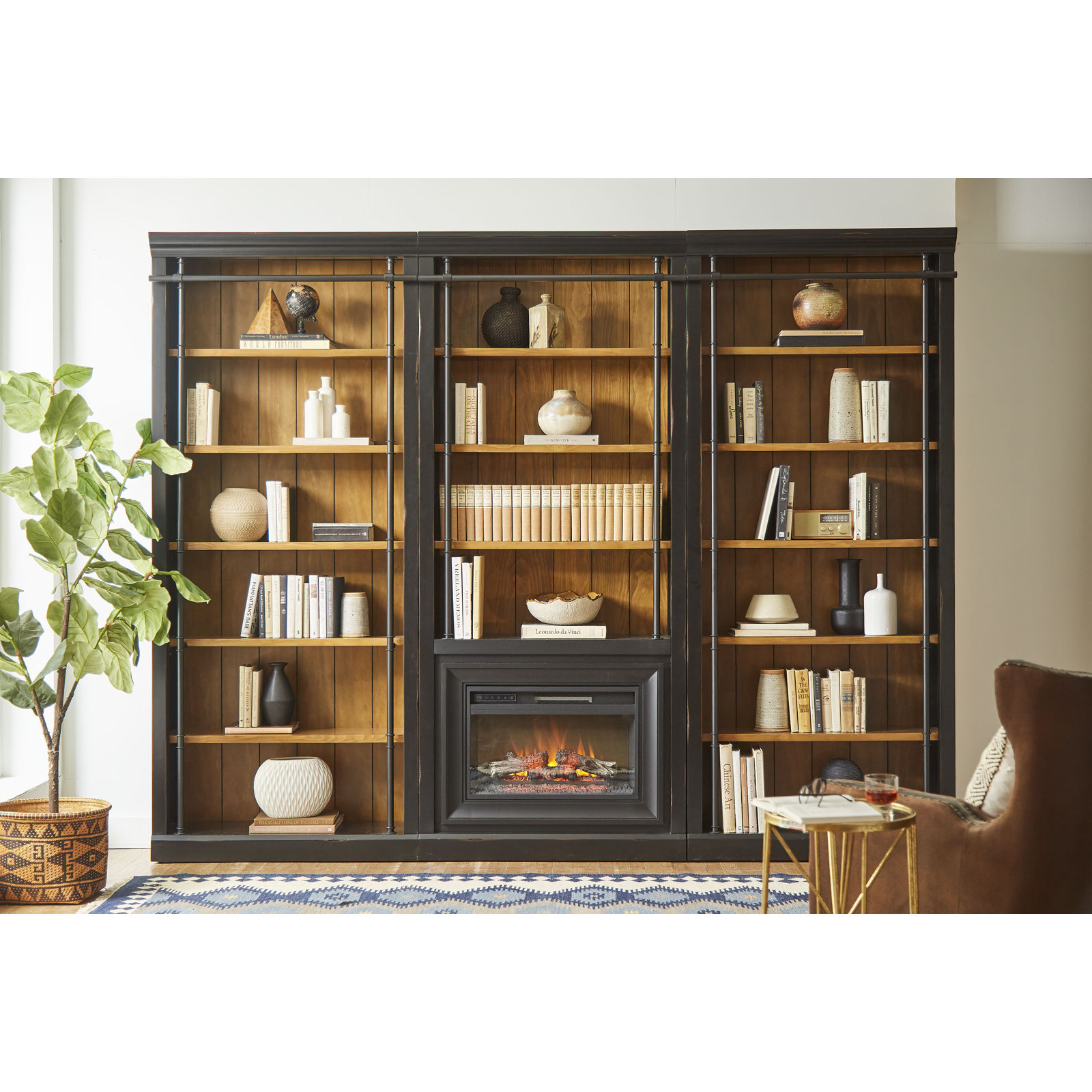 Frye Tall Bookcase with Fireplace