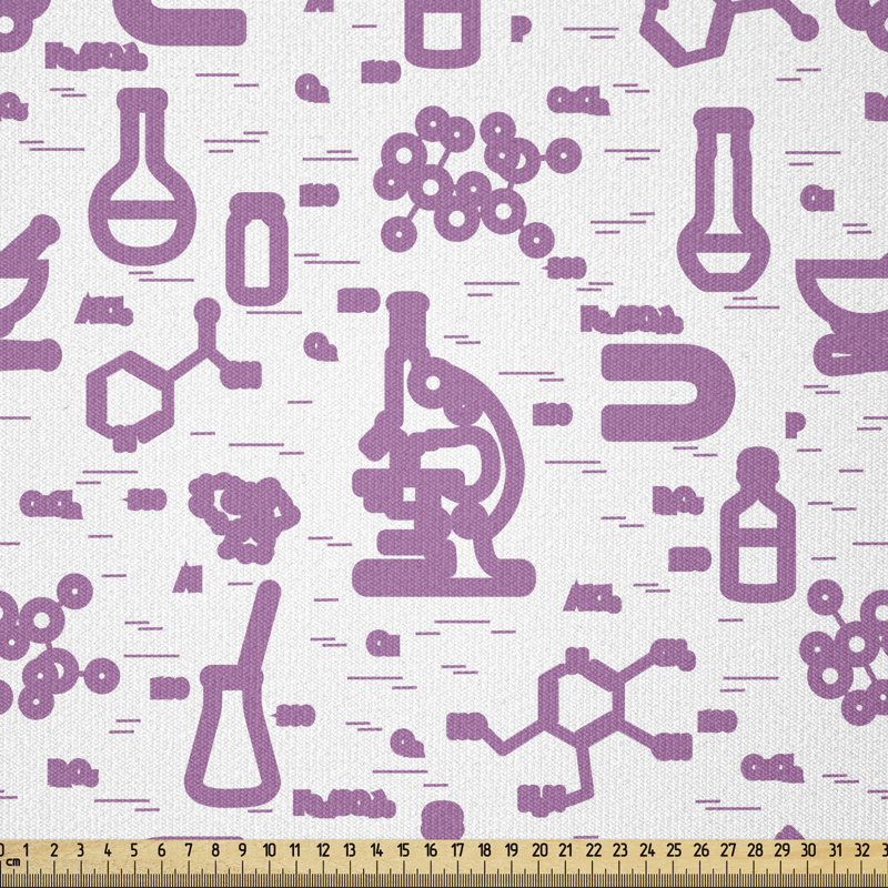 Tissu de laboratoire Ambesonne par The Yard, éléments de recherche au microscope, l 36 po x L 180 po