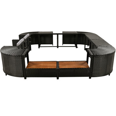 Quadrilateral Outdoor With Mini , Wooden Seats, And Versatile Storage Options, Grey Sectional -