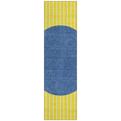 Machine Washable Indoor/Outdoor Chantille ACN994 Yellow Area Rug