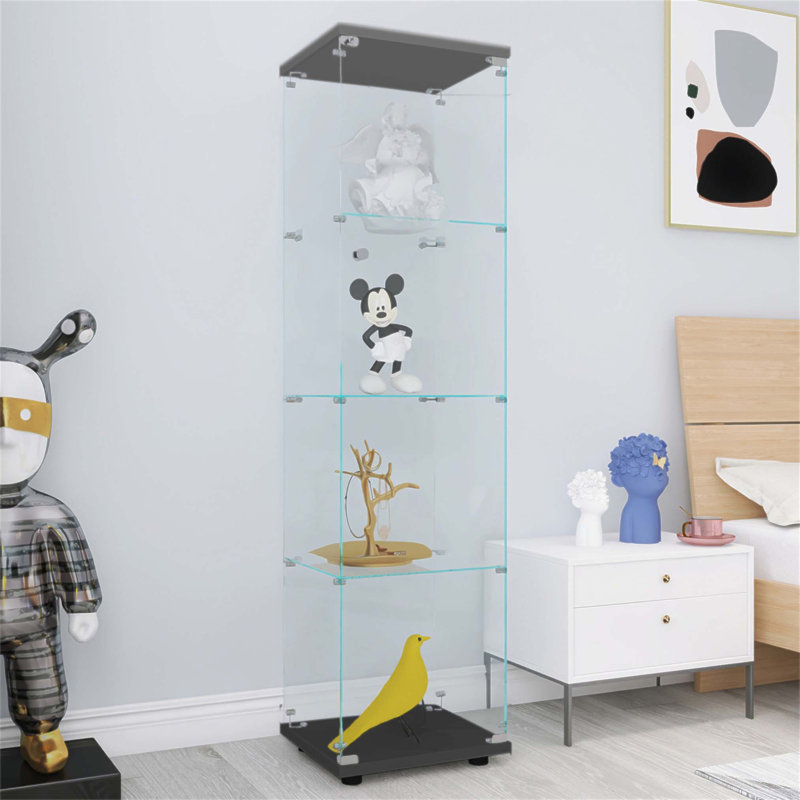 Vitrine 4 portes en verre avec une porte, durable et élégante pour un rangement polyvalent et une vitrine