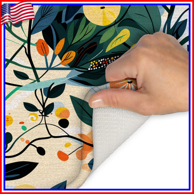 Tapis de bain floral, 34 po L x 21 po L