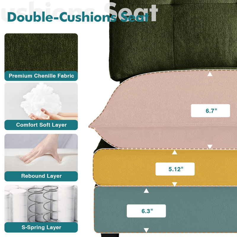 Fauteuil d'appoint sans accoudoirs en chenille Moderm, Vert