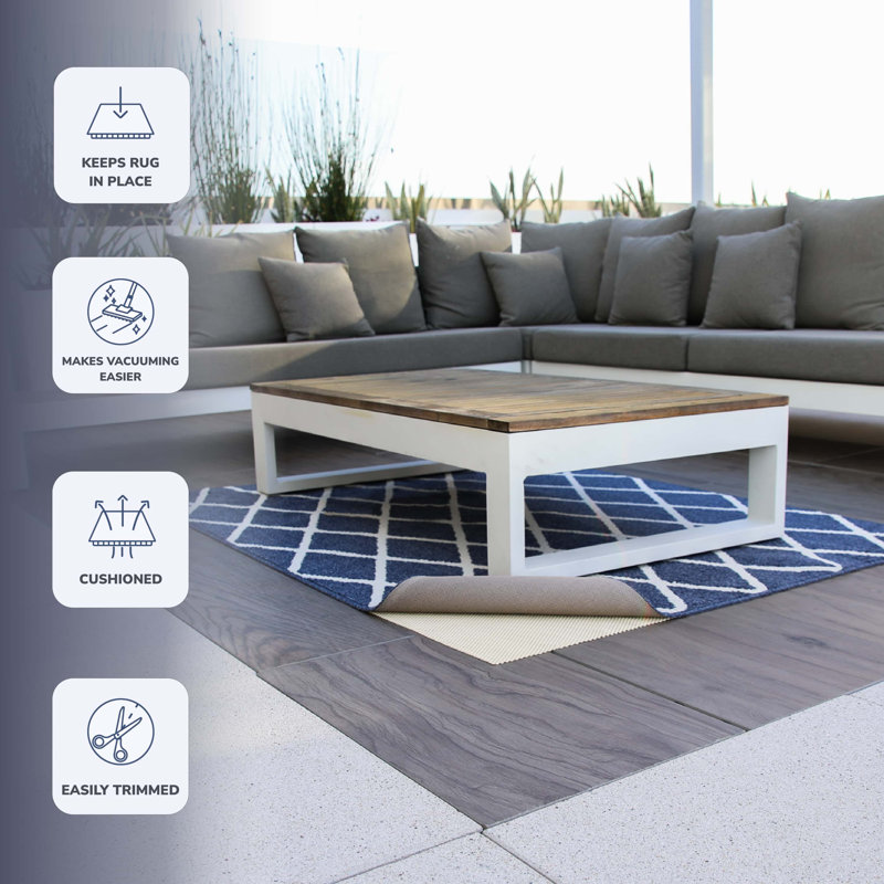 Brahmsley Outdoor Non-Slip Cushioned Rug Pad Gripper, Rectangle 3' x 5'