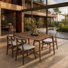 Starlight 5-Piece Solid Wood Dining Room Set With Sculpted Backrest Chairs