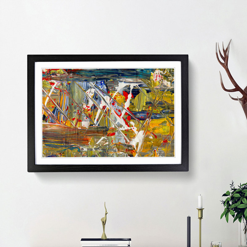 Abstract Art Painting Vol.428 by S.Johnson - Picture Frame Painting Print, Black Framed, 27cm H x 36cm W x 2cm D