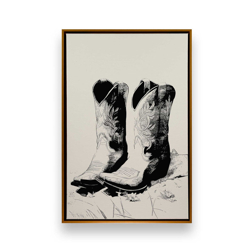 Western Noir, reproduction sur toile dans un cadre, H 18,75 po x l 12,75 po, Or poli