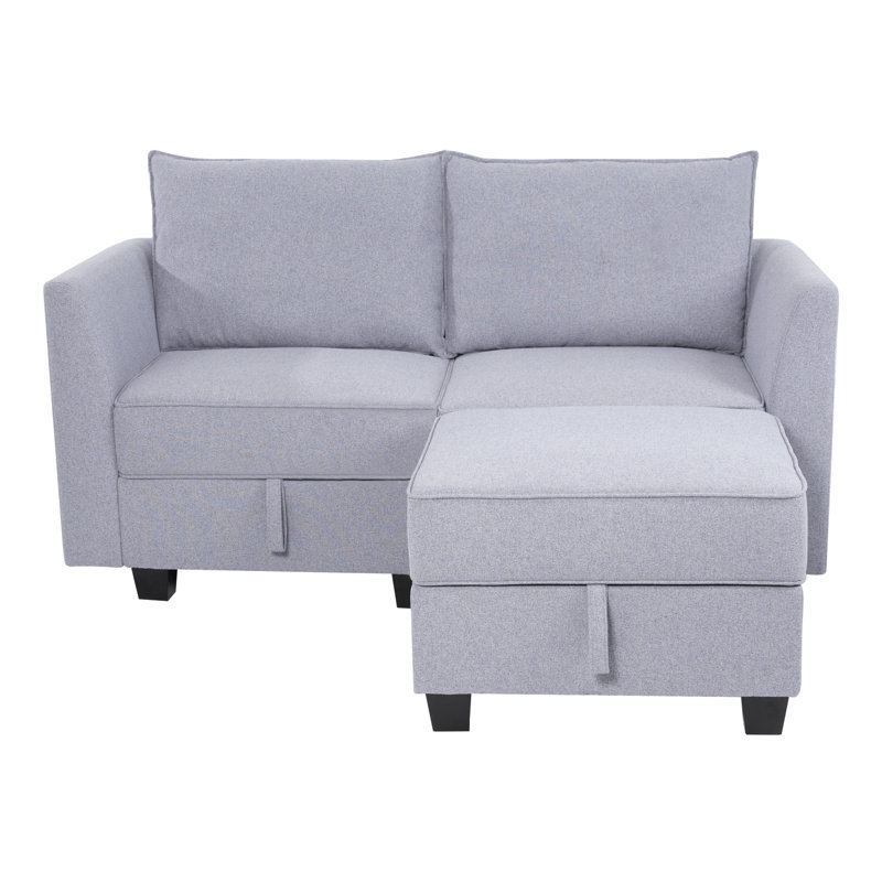 Causeuse modulaire en L avec repose-pieds Cateleya, Gris