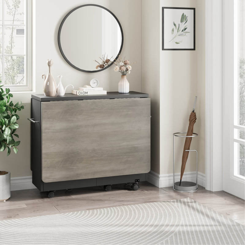 50.1'' x 31.4'' Dinning Table with Wheels, Grey/Black