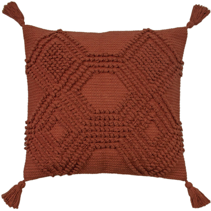 Halmo Square Throw Pillow Cover, Brick