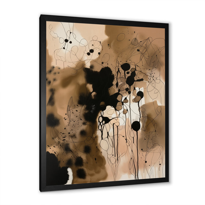 «Brown Colorful Symmetry III», reproduction d'art abstrait mural, Cadre photo noir, L 12 po x H 20 po