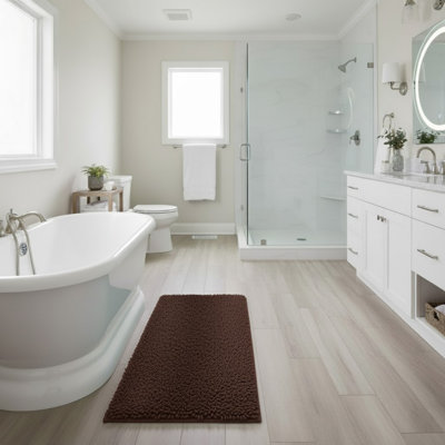 58 x 24 Chenille Bath Runner with Non-Slip Backing - Absorbent High-Pile Chenille Memory Foam