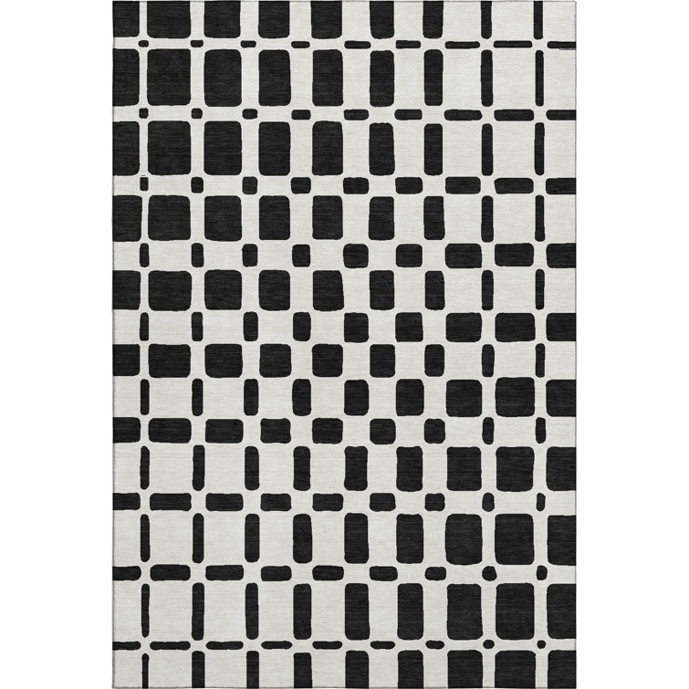Premium Machine Washable Prisco Black Rug