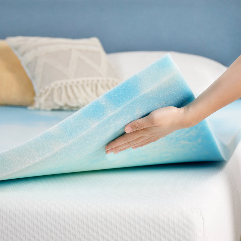 Surmatelas en mousse viscoélastique imprégnée de gel sans matelas Schererville Alwyn, 1.5", Grand