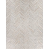 Natural Hide Cowhide Chevron Area Rug in Silver