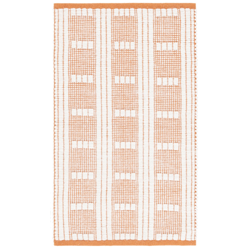 Vermont 951 Flatweave Wool/Cotton Geometric Rug in Orange/Ivory, Rectangle 3' x 5'