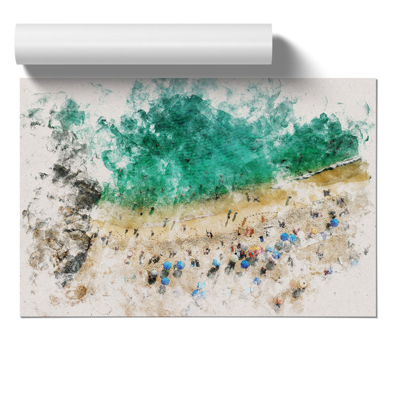 Damlatas Cloepatra Beach in Turkey Watercolour - Frameless Print, 59cm H x 84cm W x 0.1cm D