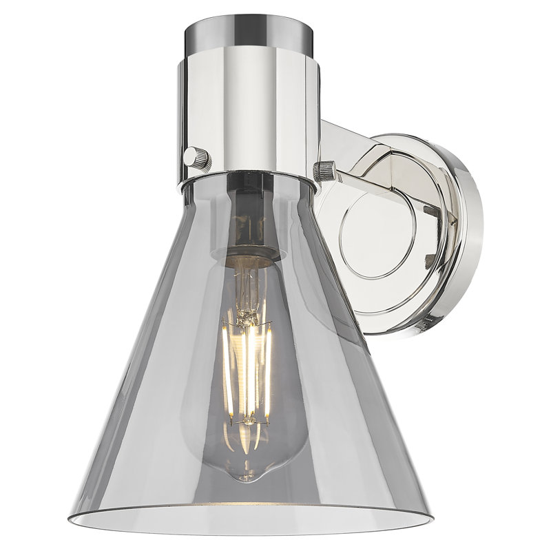 Downtown Urban - Woodham - 1 Light 8" Wall-mounted Sconce -Light Smoke Shade, Polished Nickel, Light Smoke