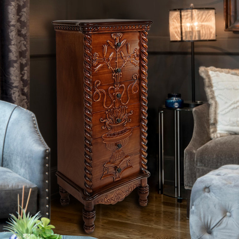Floral Motif 6 Drawer Chest