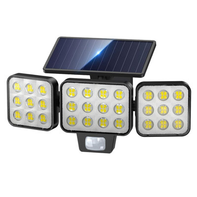 Solar Lights Outdoor, Super Bright Lens Motion Sensor Outdoor Lights, 3 Heads Solar Flood Lights Outdoor Waterproof, 270° Wide Angle Flood Wall Lights With 3 Modes Solar Security Lights For Outside Yard