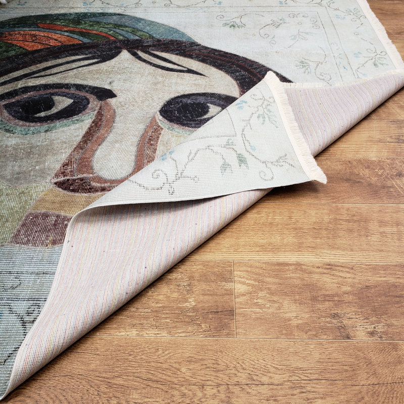 Gris charbon/beige/Tapis décoratif brun, Rectangle 5 pi 3 po x 7 pi 7 po