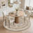 Round Medallion Stain-Resistant Beige Area Rug-1598975963