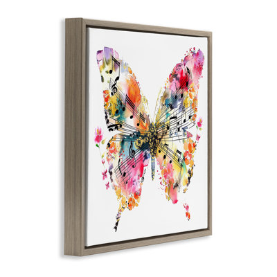  "Butterfly & Music Notes", art mural encadré flottant par LSR Design Studio