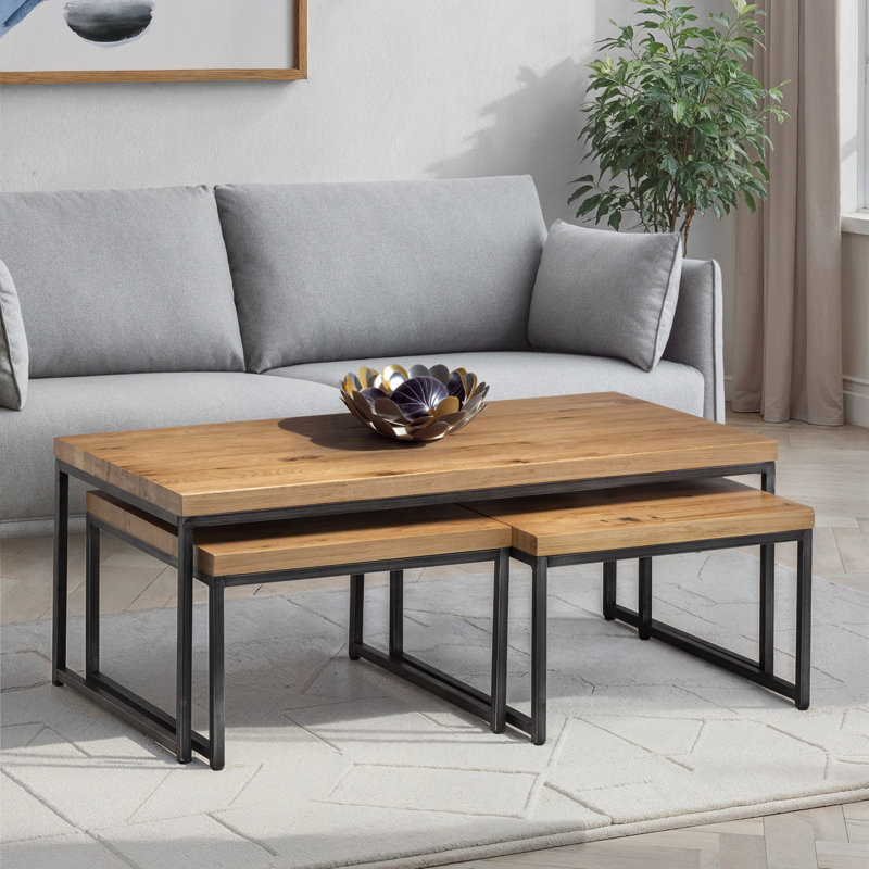 Perrott Solid Wood Sled Coffee Table, Oak