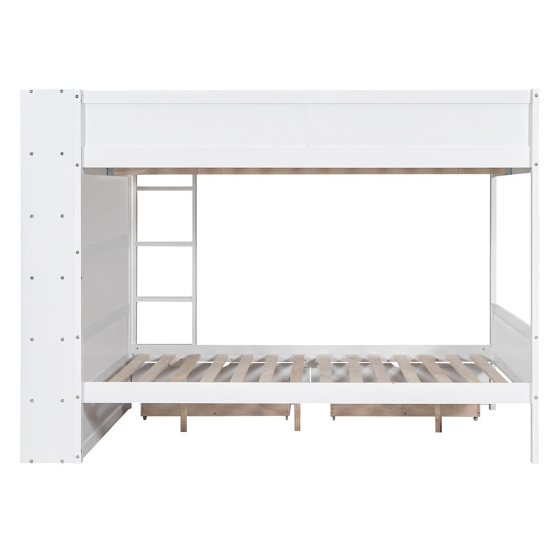 Louis Solid Bunk Bed With 2 Drawers, Full Over Full, White