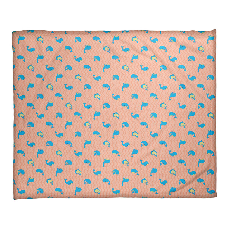 Couverture Katelyn Elizabeth Whales, L 52,5 po x L 62,5 po, Orange/bleu
