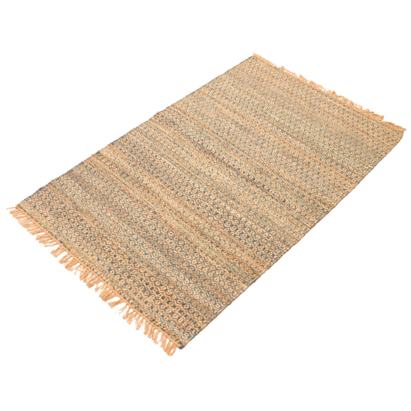 Tapis turquoise en jute tissé à la main Bove