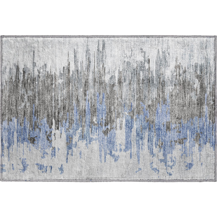 Premium Machine Washable Prisco Blue Rug