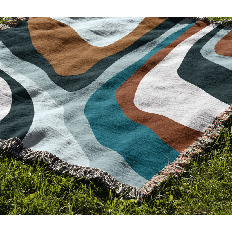 Jeté en coton Clegg, Turquoise, 50 x 70