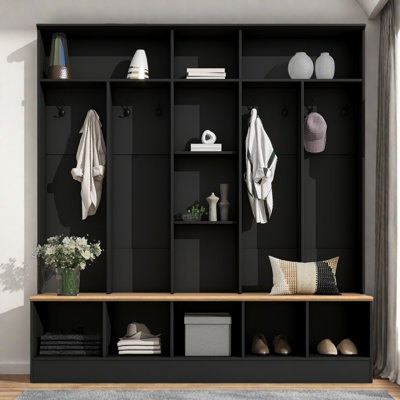 Hall Tree 66.92" Wide With Bench And Shoe Storage by Hokku Designs