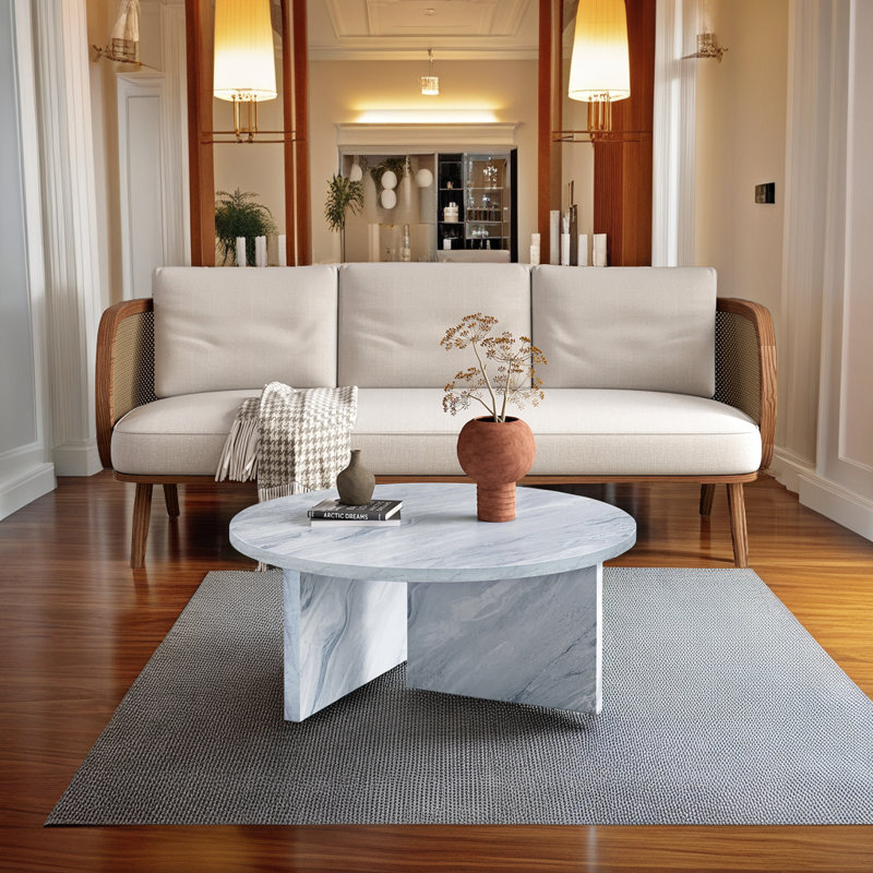 31.5" Round Coffee Table – Modern Minimalist Design with Nordic Charm, White
