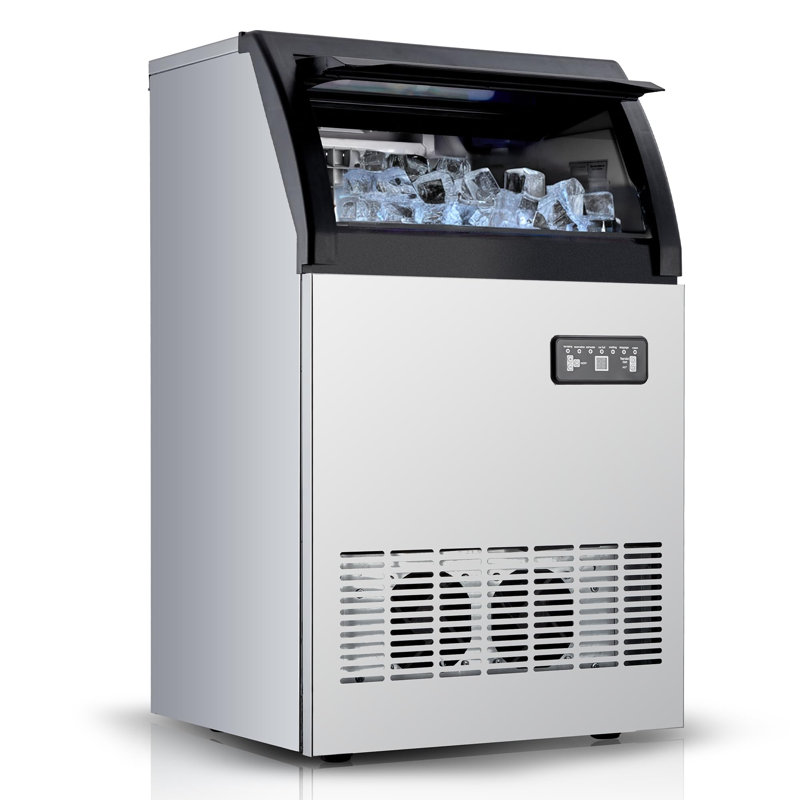 Machine à glaçons commerciale - 120 lb, panier de rangement 33 lb, acier inoxydable sous le comptoir, autonettoyante